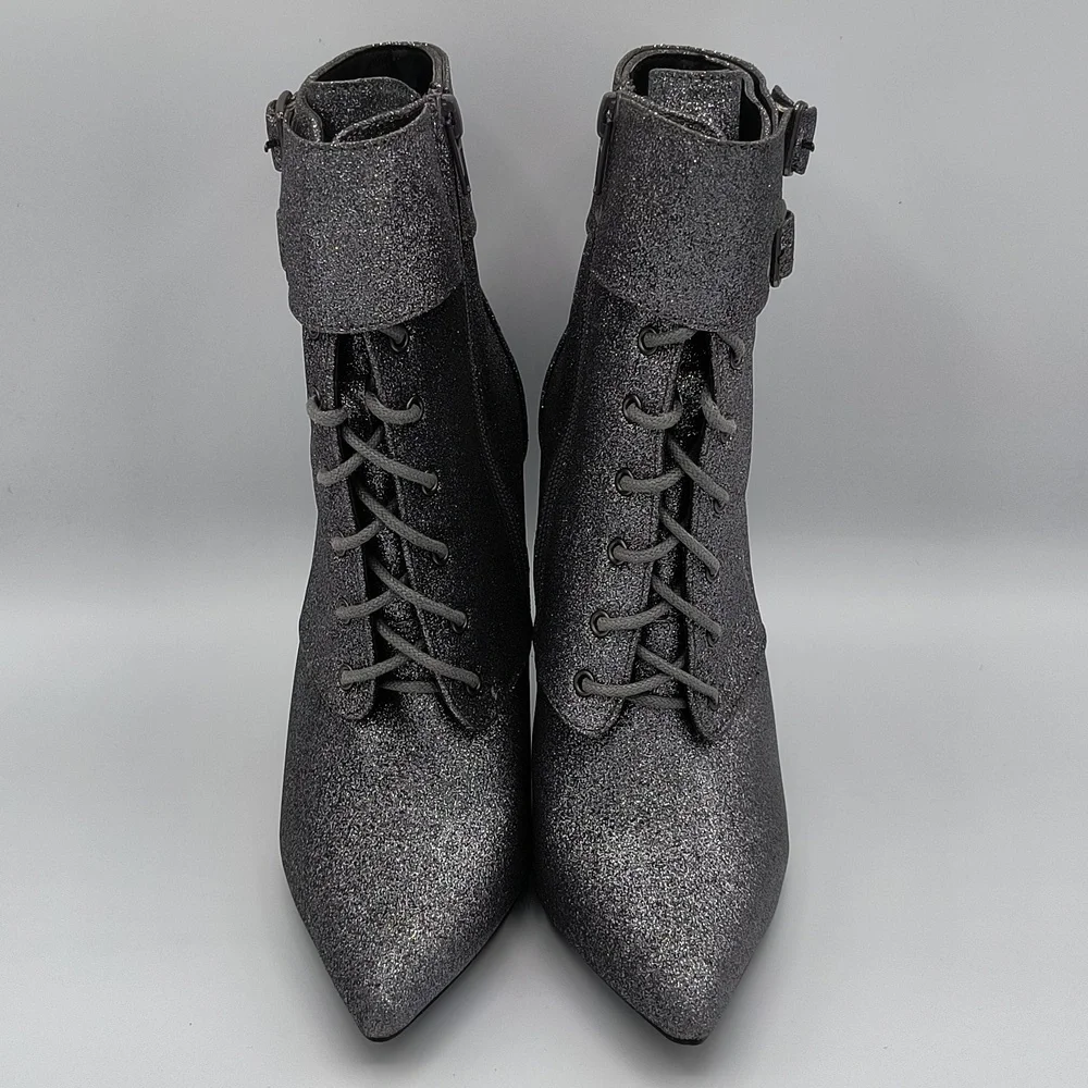 Silver Sparkle High Heel Boots - Picture 2 of 5